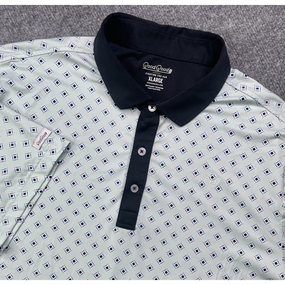 Good Good Golf Shirt Men's XL Performance Polo Mint Diamondback Geometric